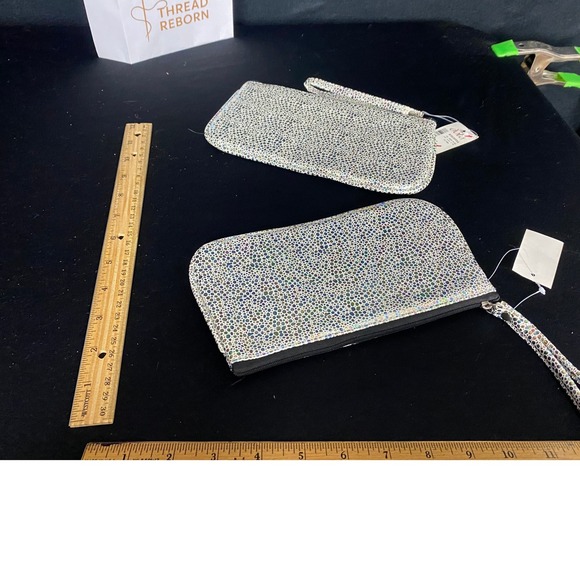 Iridescent Sparkle Rhinestone‎ Wristlet Clutch Set 2 Evening Bag